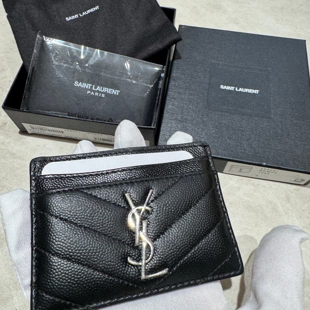 (정품,풀구성) 생로랑 마틀라세 은장 모노그램  카드지갑