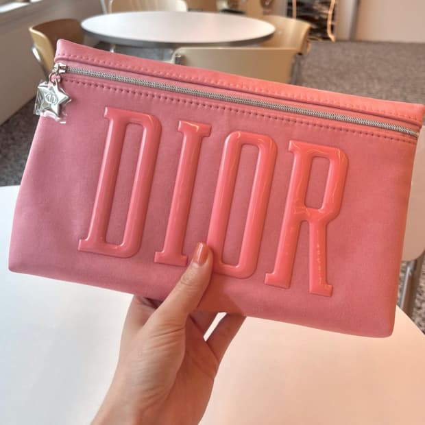 디올 스웨이드 핑크 파우치 겸 클러치