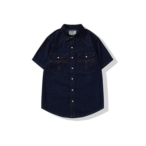 [시즌오프] (2XL) 웨스턴 버팔로 데님 반팔 셔츠