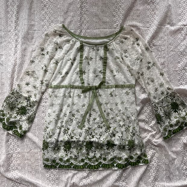 See-through green blouse