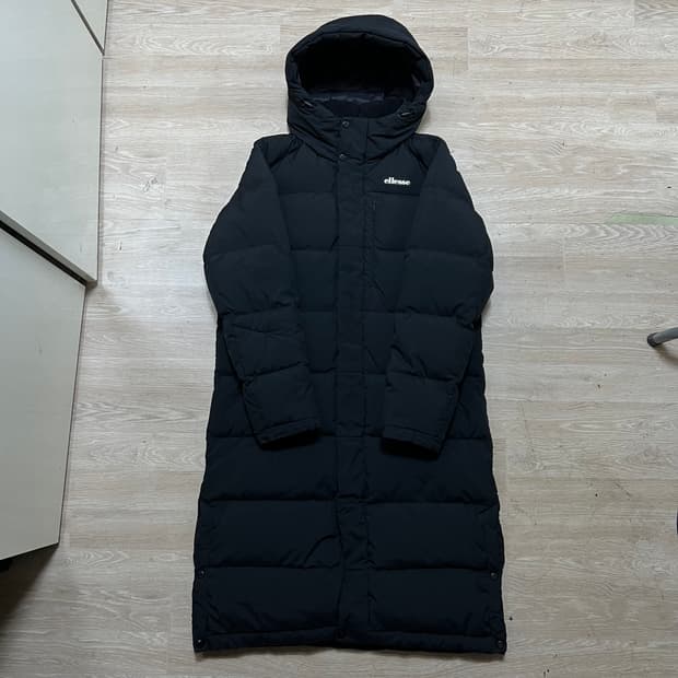 엘레쎄 덕다운 후드 롱패딩 점퍼 [블랙] S/90