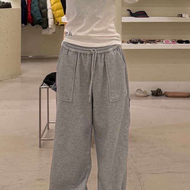 빈티지 데님 포인트 스트링 스웻 팬츠 U867