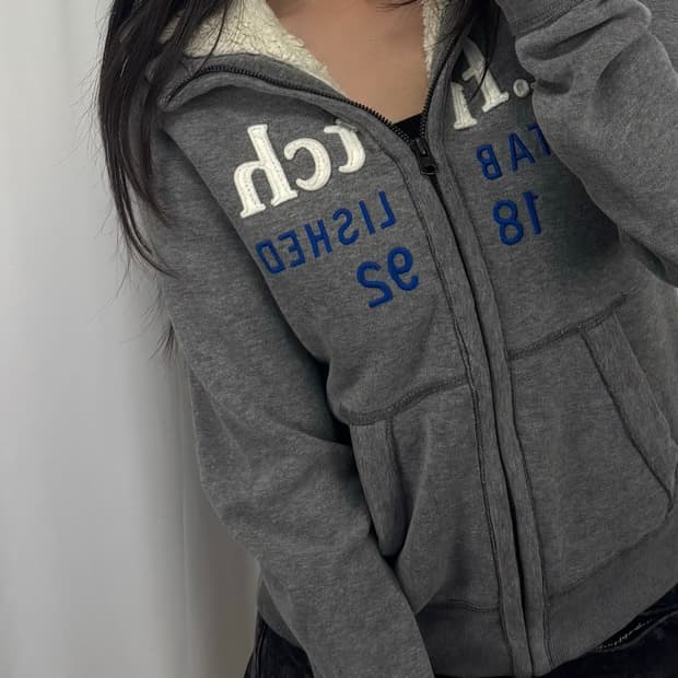 아베크롬비 그레이 양털 후드집업