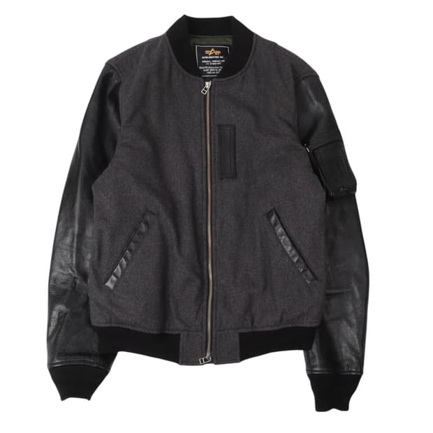 알파인더스트리 카우 레더 암 울 ma-1 자켓