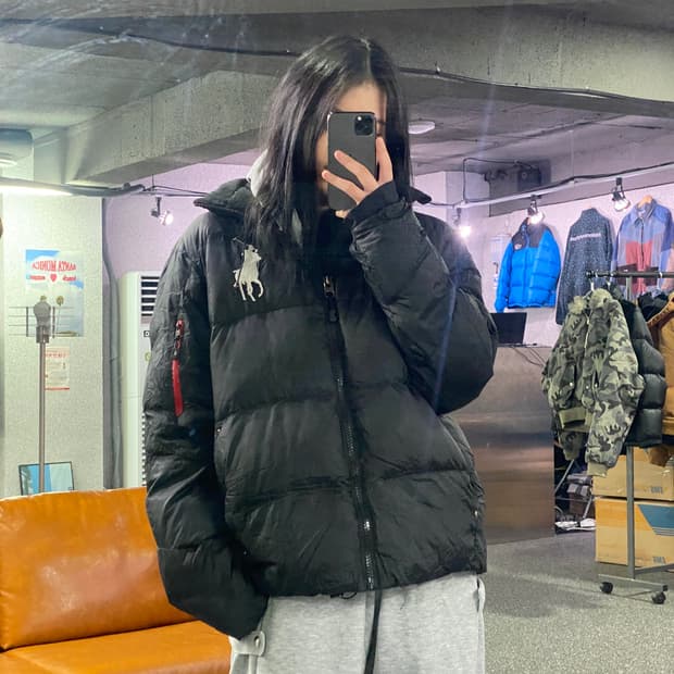 폴로 빅포니 USA 성조기 블랙 덕다운 패딩 B3596