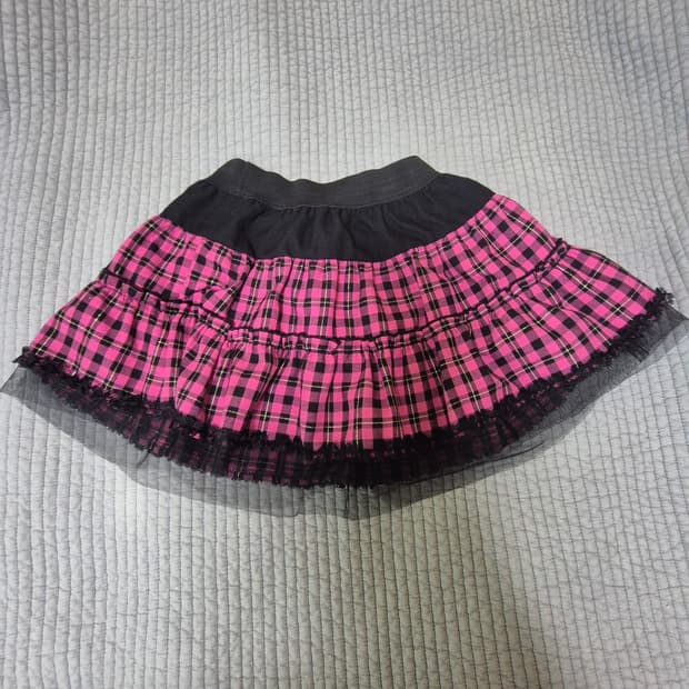 갸루 일브 체크 캉캉치마