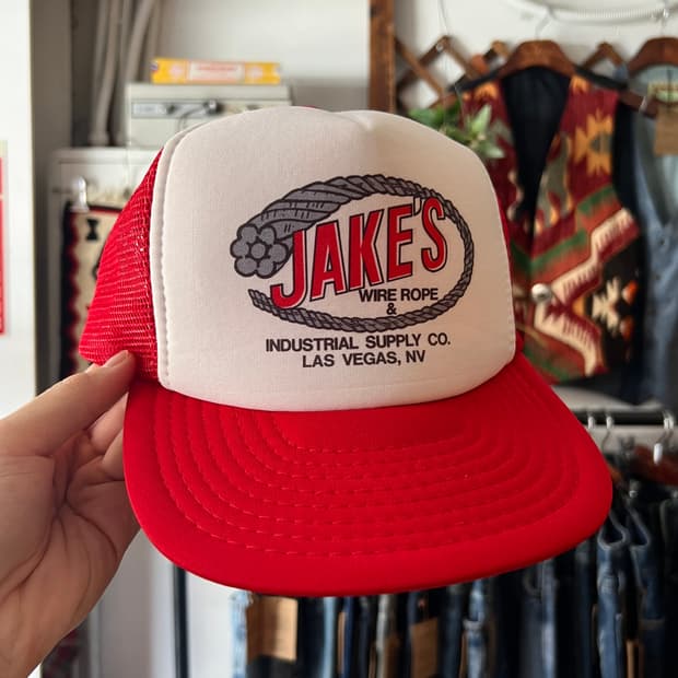 90's USA 빈티지 JAKE'S 레드 트러커 캡