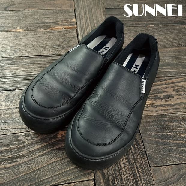 [써네이] 드리미 레더 슬립온 올블랙 P01493