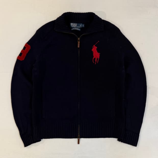 폴로 빅포니 치프키프 램스울 투웨이 니트집업 네이비