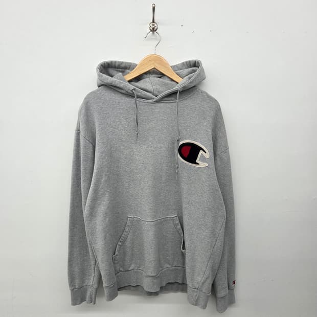 챔피온 빅로고 후드티 회색 남XL