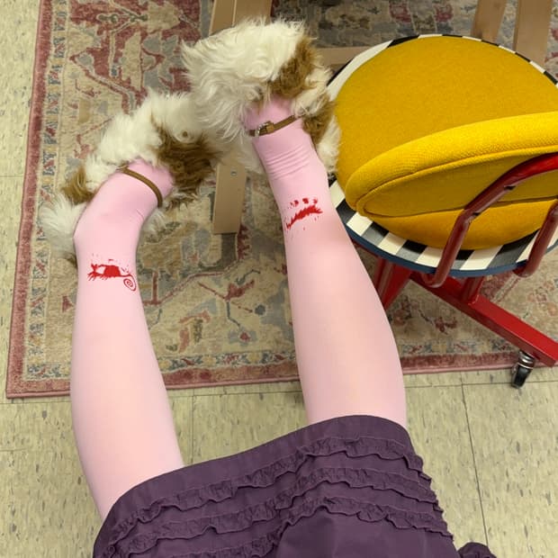 실크스크린 윙크 스타킹 핑크&오렌지