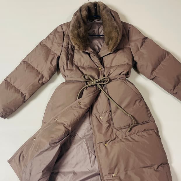 새상품) 미샤 천연 밍크퍼 카라 구스다운 패딩 롱 코트 정가 130만원대