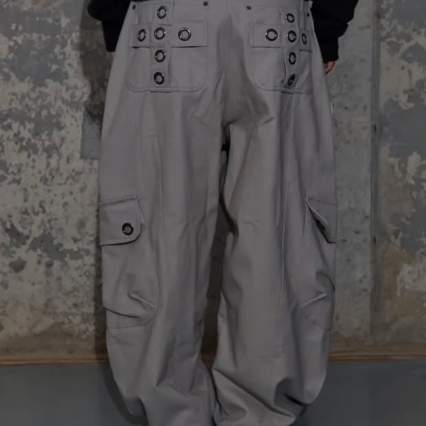 팬시클럽 크로스 포켓 카고 팬츠 핑크베이지