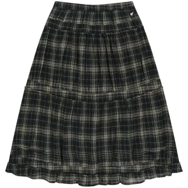 코이세이오 셔링 미디 스커트 체크