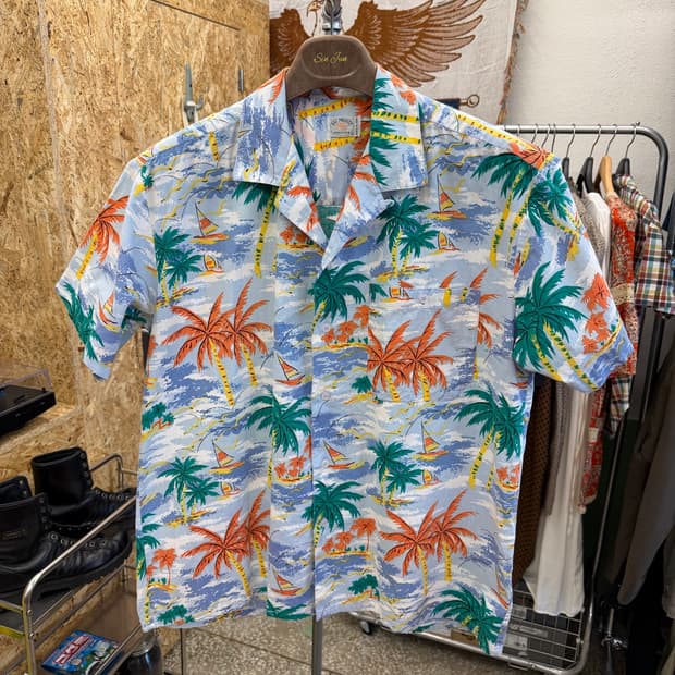 야자수 패턴 하와이안 셔츠