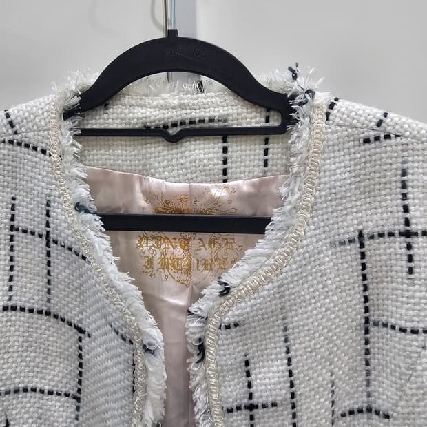 니트트위드 프린지 크롭자켓