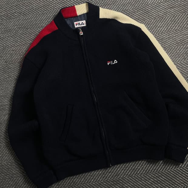 휠라 올드스쿨 케이블 니트 집업 자켓y 4265