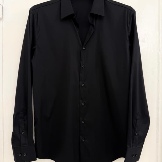 SOLID HOMME Black Stretch Dress Shirt