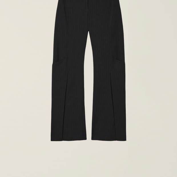 EE_ WOMENS STRIPE BOOTCUT PANTS BLACK (S