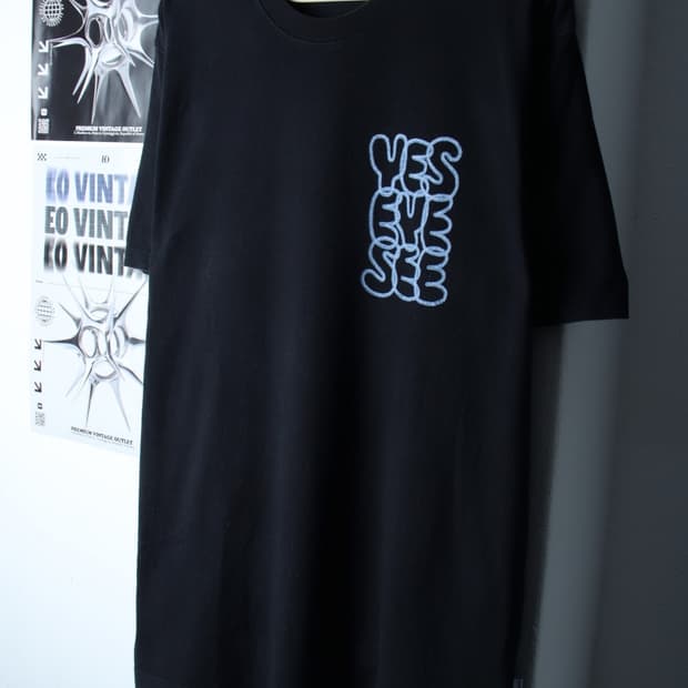 (XL-2XL) 예스아이씨 반팔 티셔츠 빅로고 블랙 올드스쿨-7B47