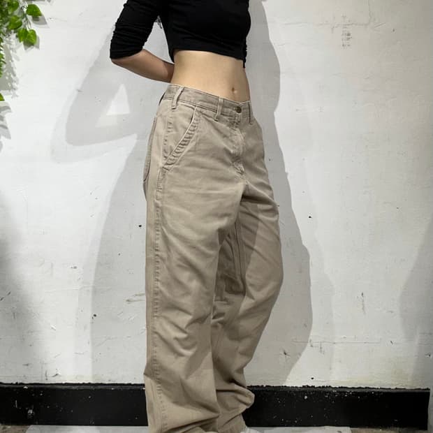 칼하트 베이지 와이드 워크 데님 팬츠 