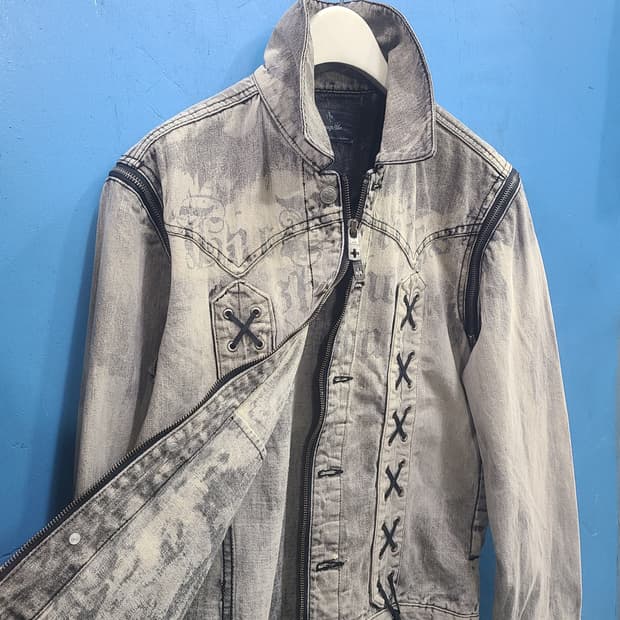 희귀템 일본 그런지펑크 버닝쇼 데님자켓