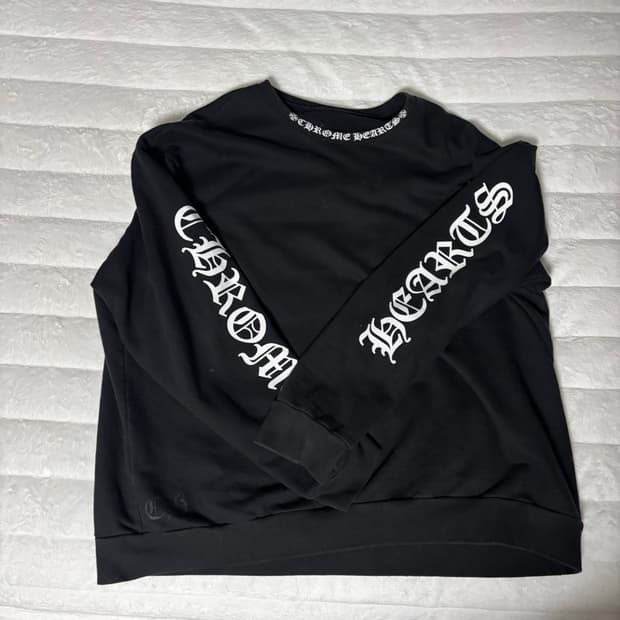 크롬하츠 넥 로고 크루넥 스웨트셔츠 블랙 xl
