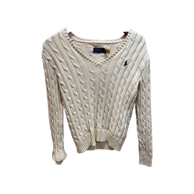 폴로랄프로렌 화이트 꽈베기 니트