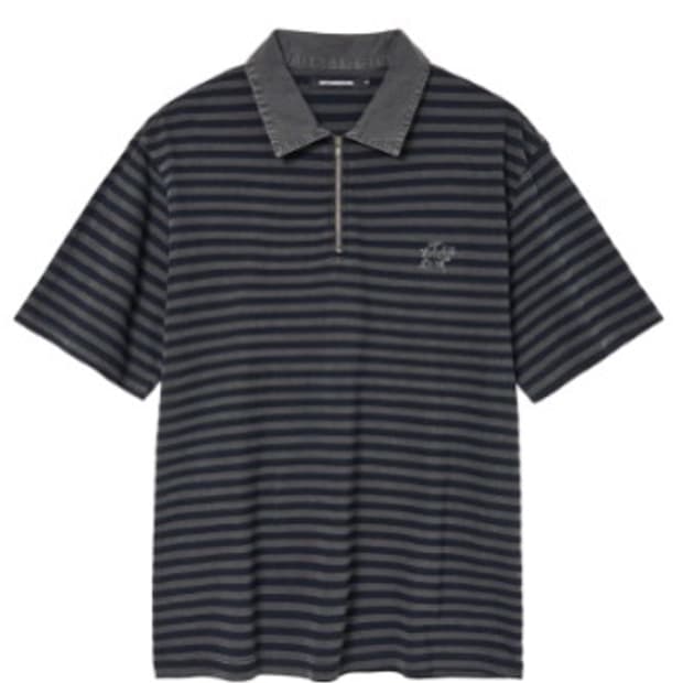 (3)해칭룸 VTG Stripe Polo Tee 1/2 Charcoal