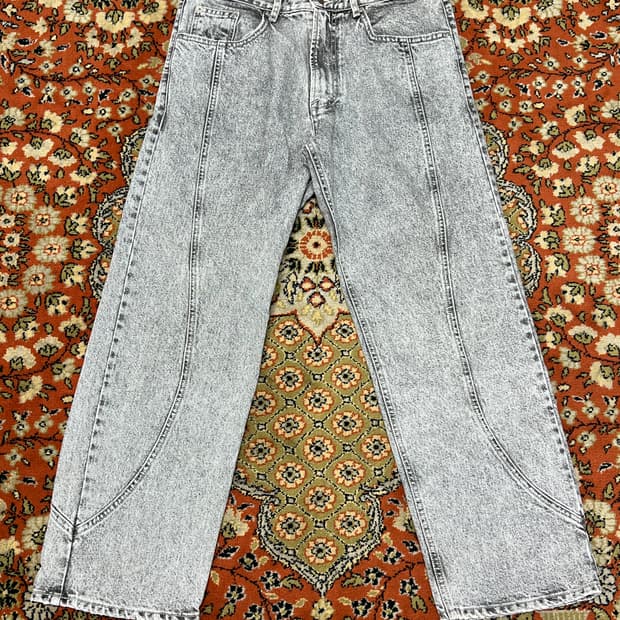 [M] 언어펙티드 트랙 데님 그레이 팬츠