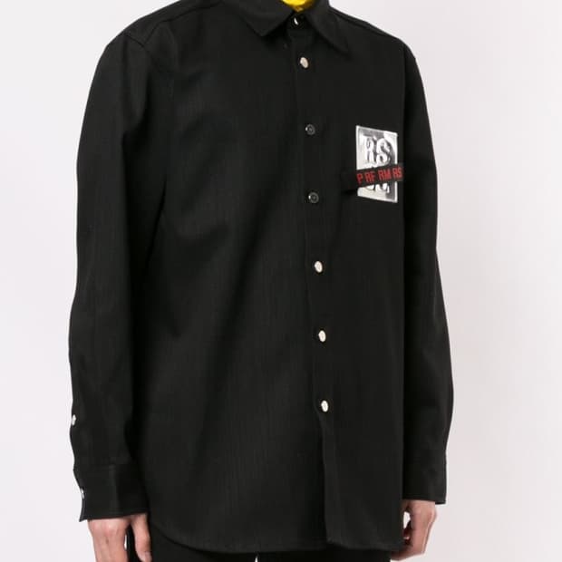 19ss Raf Simons 로고 패치 데님 셔츠