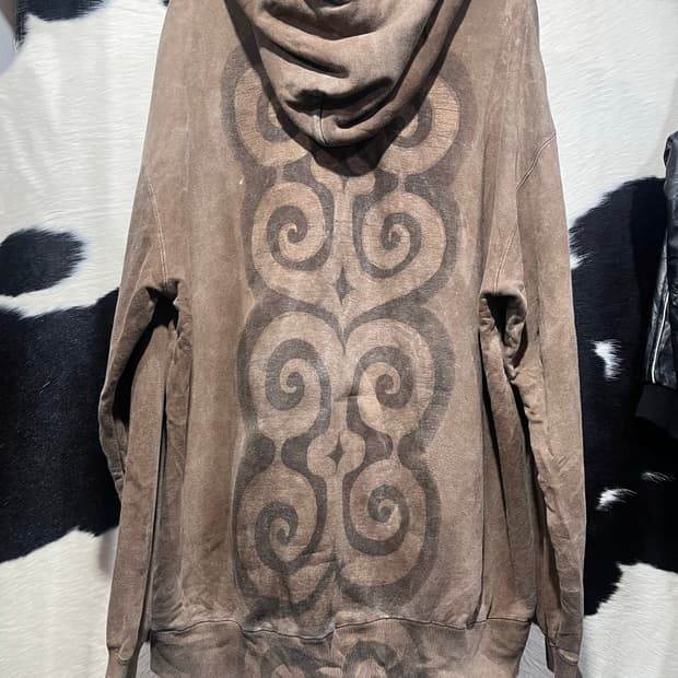 브라운 오리엔탈 프린팅 후드집업