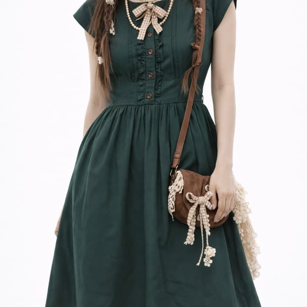 Japanese vintage morigirl 빈티지 모리걸 그린 원피스