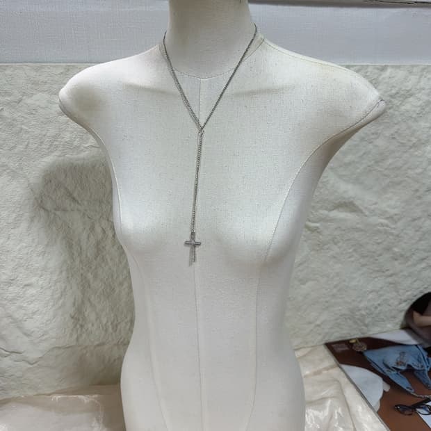 빈티지 쿠바체인 넥타이 십자가 목걸이