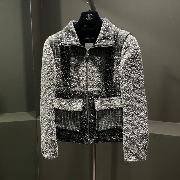 샤넬 펀믹스 집업 트위드 자켓