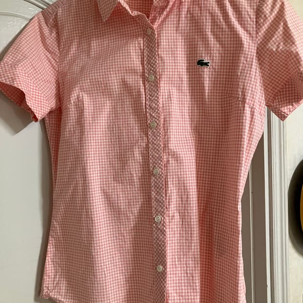 라코스테 깅엄체크 셔츠 핑크