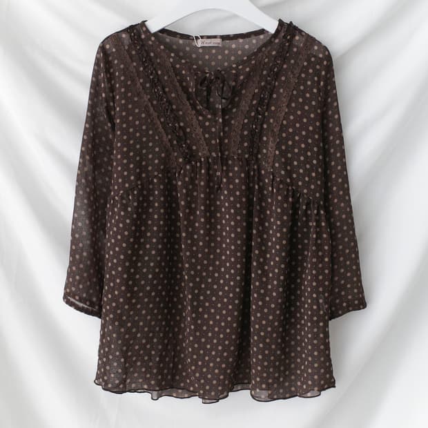 dot see-through blouse