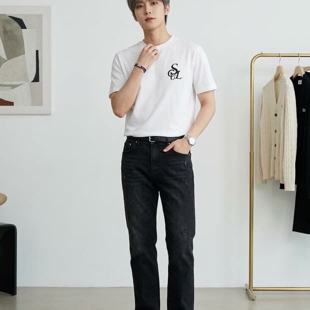 스컬프터 시그니처 로고 반팔 티셔츠 화이트