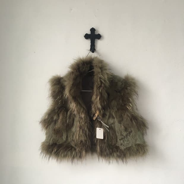 rabbit raccoon Fur mixed vest