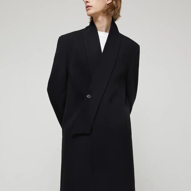 가먼트레이블 Cashmere Collarless Coat - Black