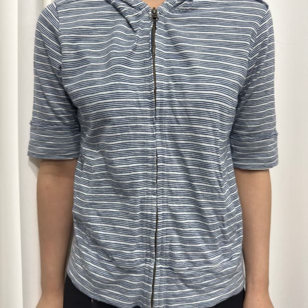 stripe hood zipup
