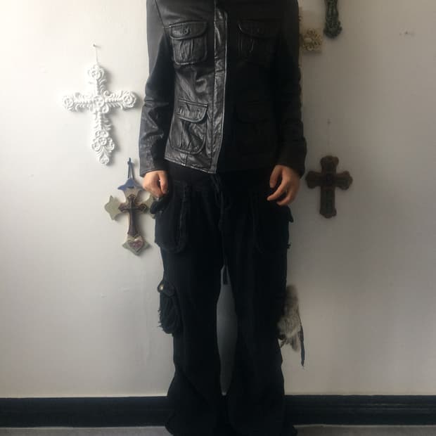 multi pocket leather jacket