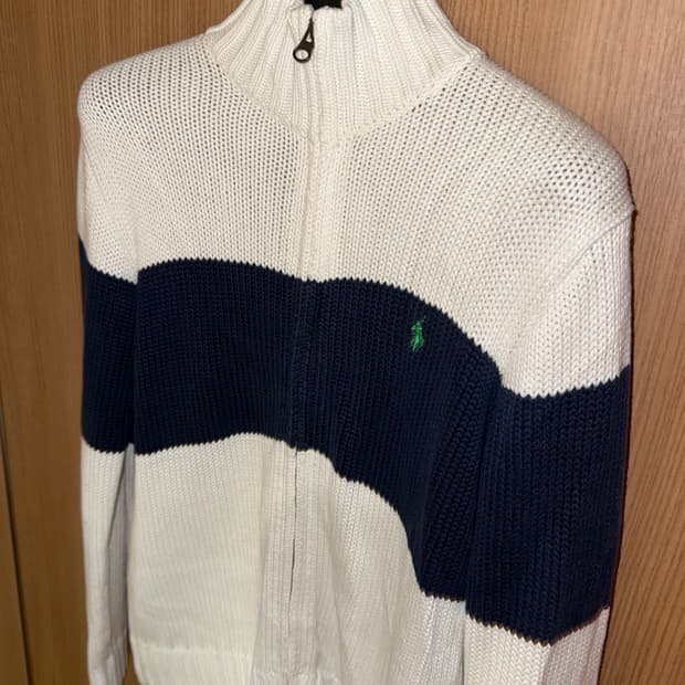 폴로 네이비 니트 집업 