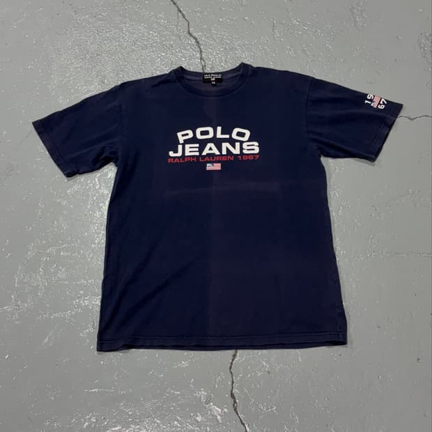 90s 폴로 진스(PoloRalphLauren) 썬페이딩 네이비 티셔츠