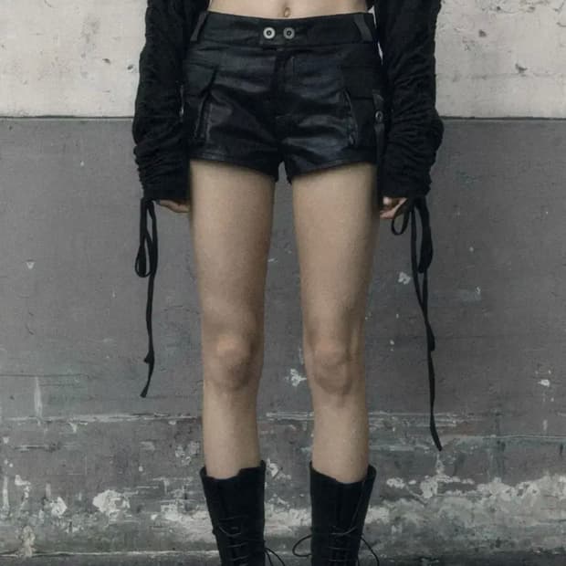 보헤미안서울 빈티지 레더 포켓 쇼츠 팬츠