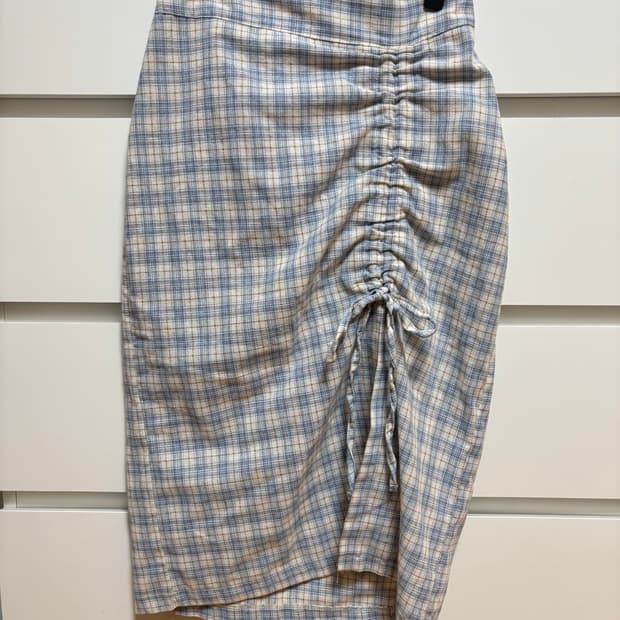 체크 셔링 롱 스커트 프리사이즈