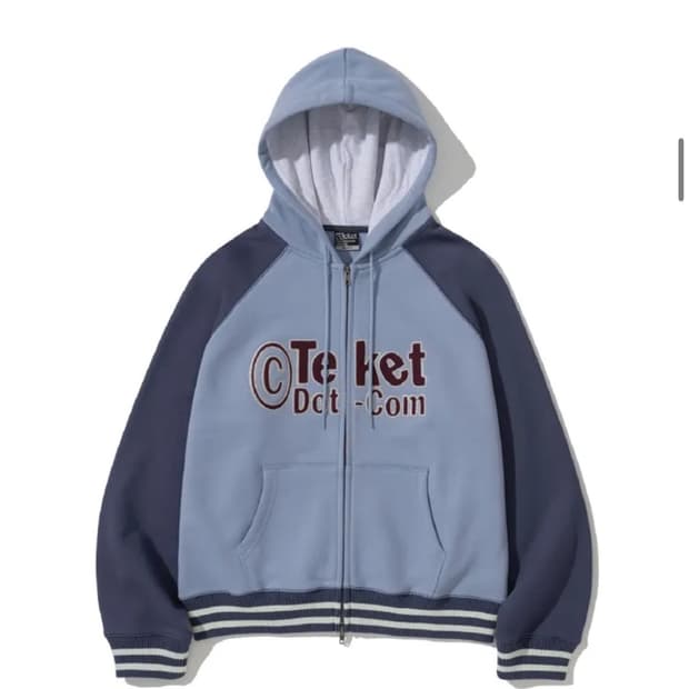 테켓 후드집업 블루 새상품 Tilted Zip-Up Hoodie Blue