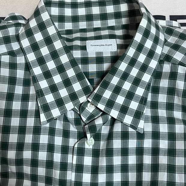 제냐 셔츠 그린체크
