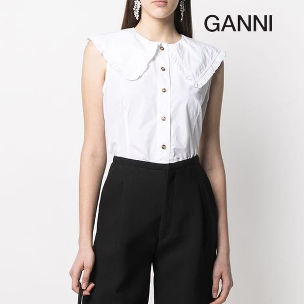 GANNI 가니 포플린 블라우스 38