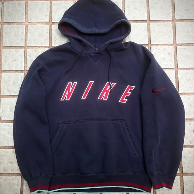90s nike 후드 (네이비 레드) L